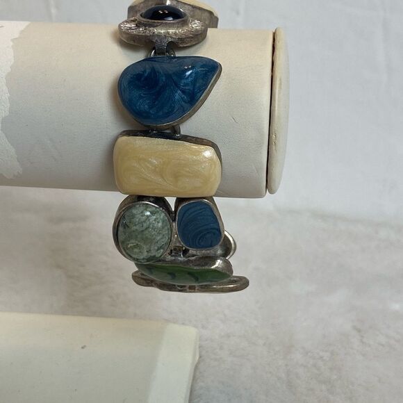 Premier Design Geo Design Enamel Cream, Green Toggle Bracelet - Picture 8 of 10